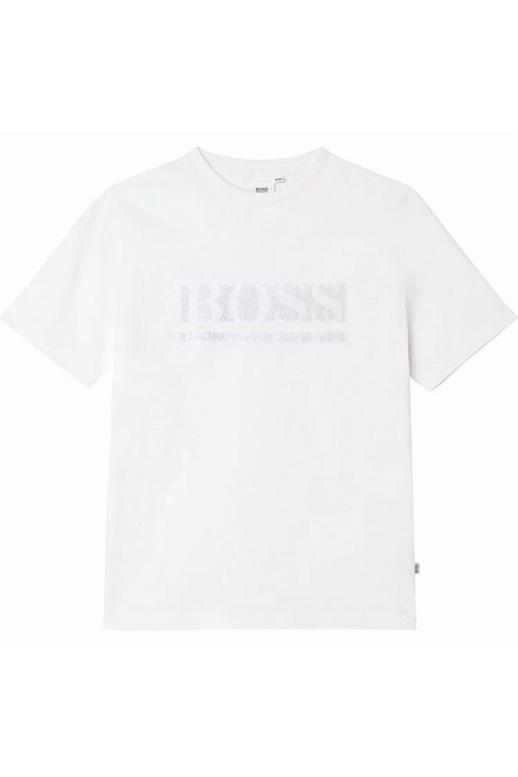 White Pixel Logo T-Shirt, Size 8Y