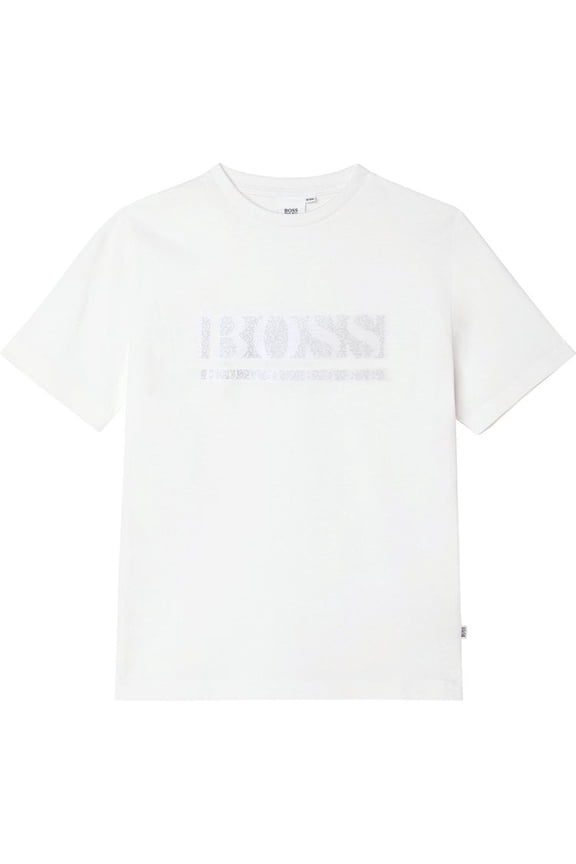 White Pixel Logo T-Shirt, Size 8Y