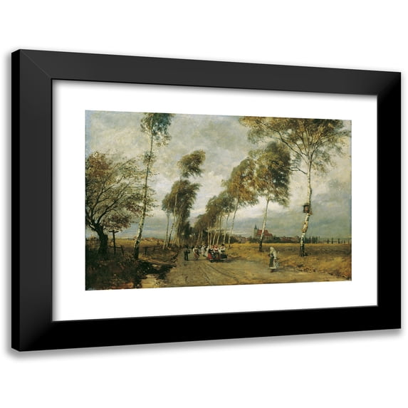 Hugo Charlemont 14x11 Black Modern Framed Museum Art Print Titled - Landstrasse with Birkenallee (1893)