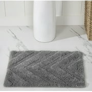 Better Trends 2 Piece Bathroom Rug Set 100% Cotton Extra Soft Tufted Bath Rug Water Absorbent Non-Slip Bath Mat Machine Washable Gray Hugo Collection