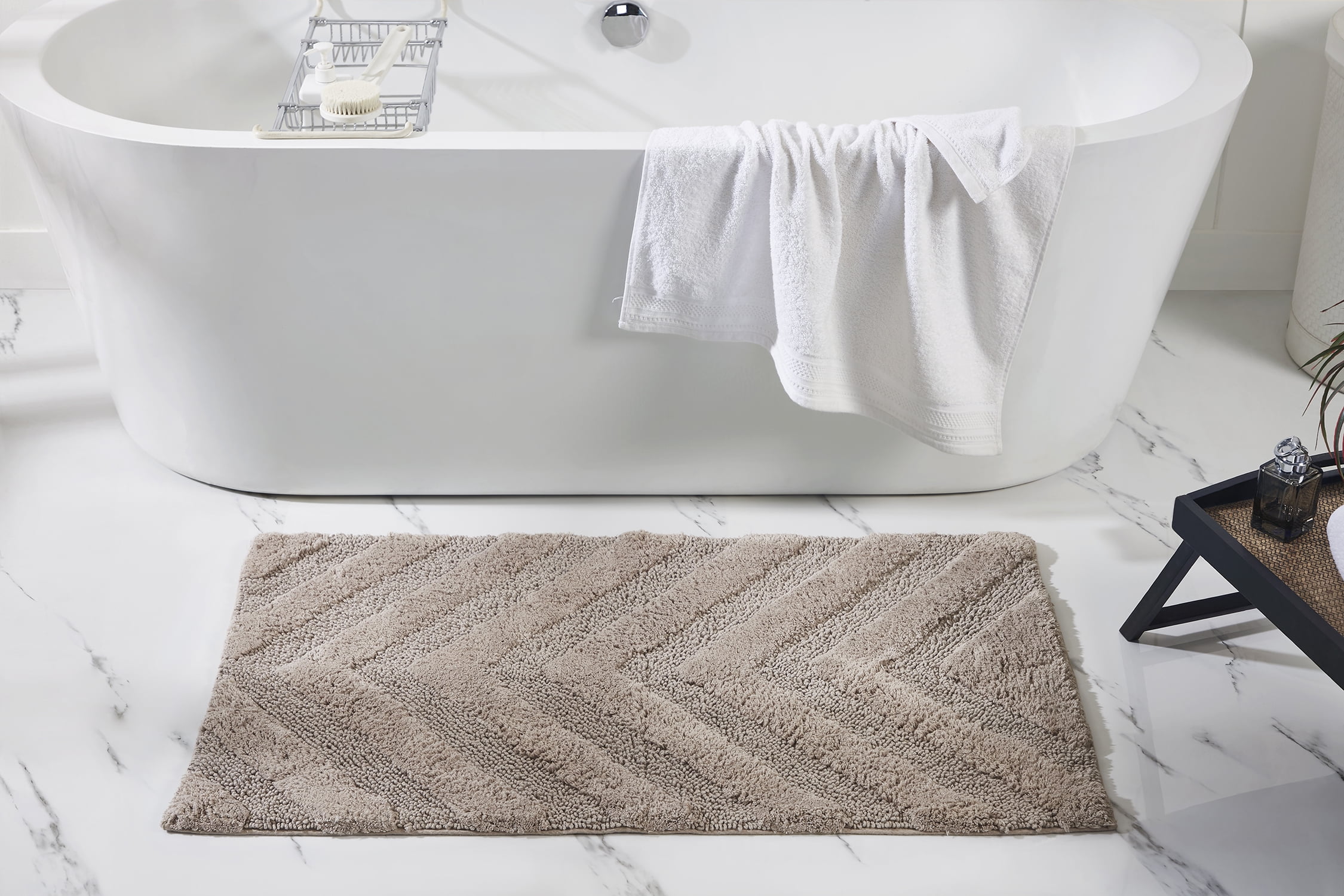 Better Trends 2 Piece Bathroom Rug Set 100% Cotton Extra Soft Tufted Bath Rug Water Absorbent Non-Slip Bath Mat Machine Washable (Beige) Hugo Collection