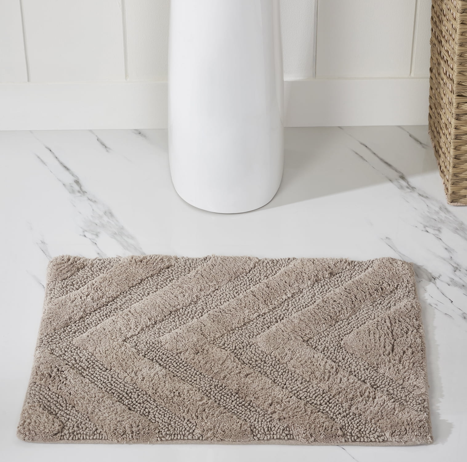 Better Trends 2 Piece Bathroom Rug Set 100% Cotton Extra Soft Tufted Bath Rug Water Absorbent Non-Slip Bath Mat Machine Washable (Beige) Hugo Collection