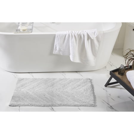 Better Trends 2 Piece Bathroom Rug Set 100% Cotton Extra Soft Tufted Bath Rug Water Absorbent Non-Slip Bath Mat Machine Washable (White) Hugo Collection