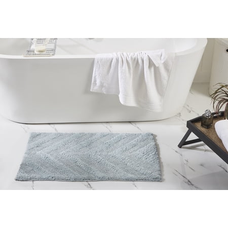 Better Trends 3 Piece Bathroom Rug Set 100% Cotton Extra Soft Tufted Bath Rug Water Absorbent Non-Slip Bath Mat Machine Washable (Blue) Hugo Collection