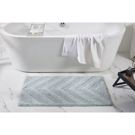 Better Trends 3 Piece Bathroom Rug Set 100% Cotton Extra Soft Tufted Bath Rug Water Absorbent Non-Slip Bath Mat Machine Washable (Blue) Hugo Collection