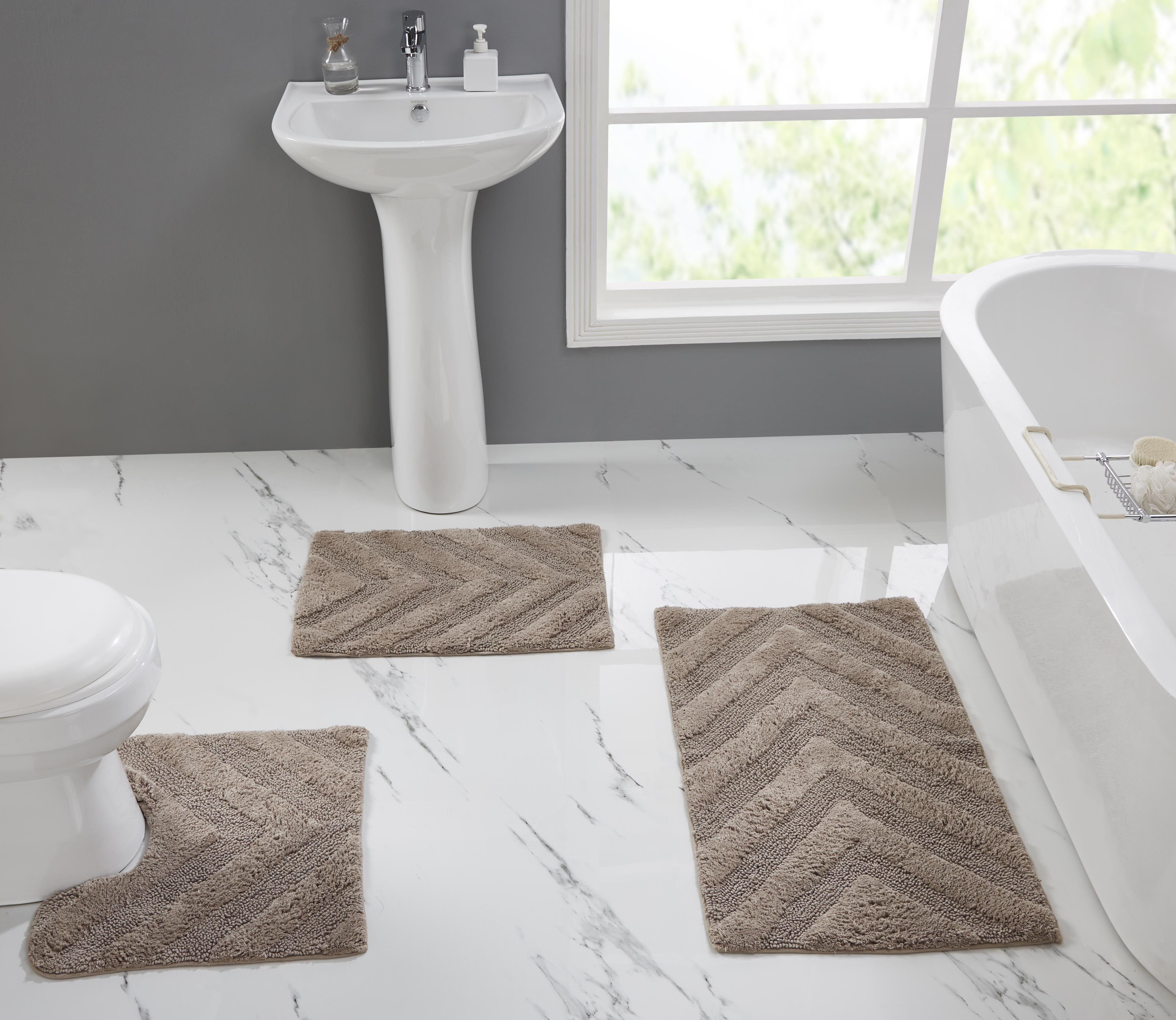 Better Trends 3 Piece Bathroom Rug Set 100% Cotton Extra Soft Tufted ...