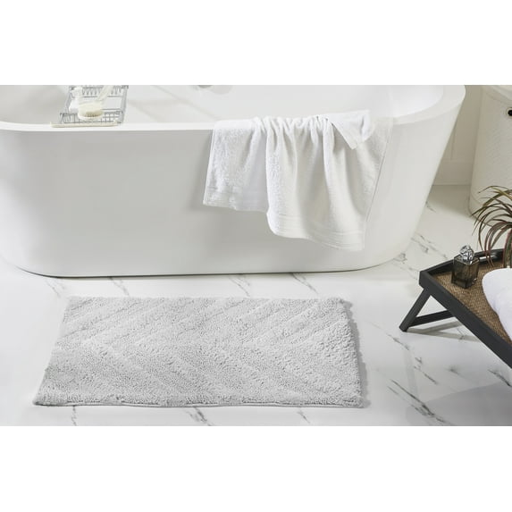 Better Trends 4 Piece Bathroom Rug Set 100% Cotton Extra Soft Tufted Bath Rug Water Absorbent Non-Slip Bath Mat Machine Washable (White) Hugo Collection