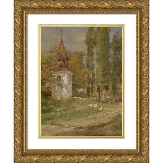 Hugo Darnaut 15x18 Gold Ornate Wood Frame and Double Matted Museum Art Print Titled - From a Moravian Village