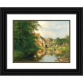 thumbnail image 1 of Hugo Darnaut 24x19 Black Ornate Framed Double Matted Museum Art Print Titled: A Village by the River, 1 of 5
