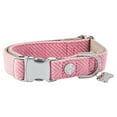 thumbnail image 1 of Hugo & Hudson Tweed Dog Collar with Metal Buckle - Pink Herringbone - L, 1 of 9
