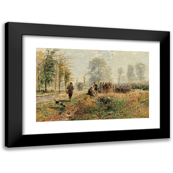 Hugo Mühlig 18x13 Black Modern Framed Museum Art Print Titled - Departure for Hunting