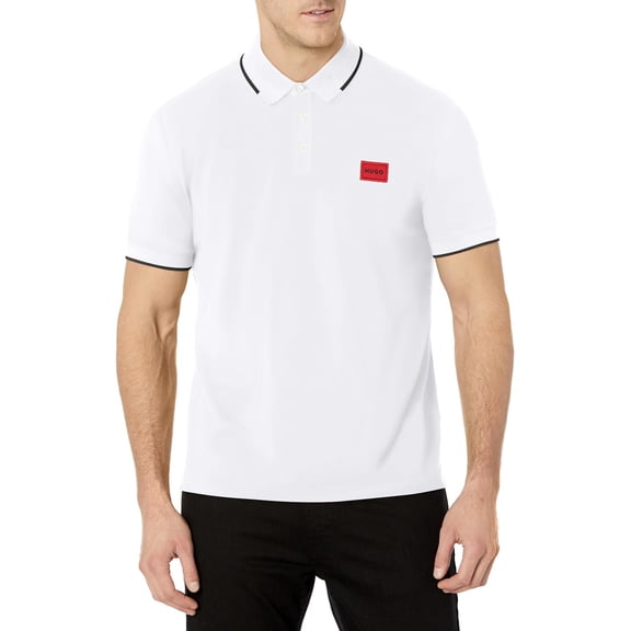 Hugo Men's Deresino232 Square Logo Polo Shirt, White