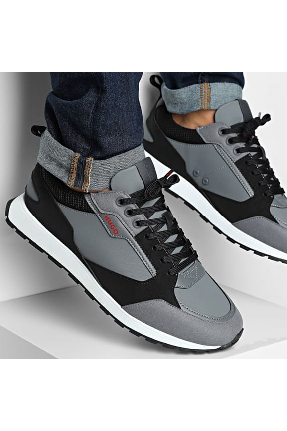 Men's Icelin Suede Running Trainers, Black