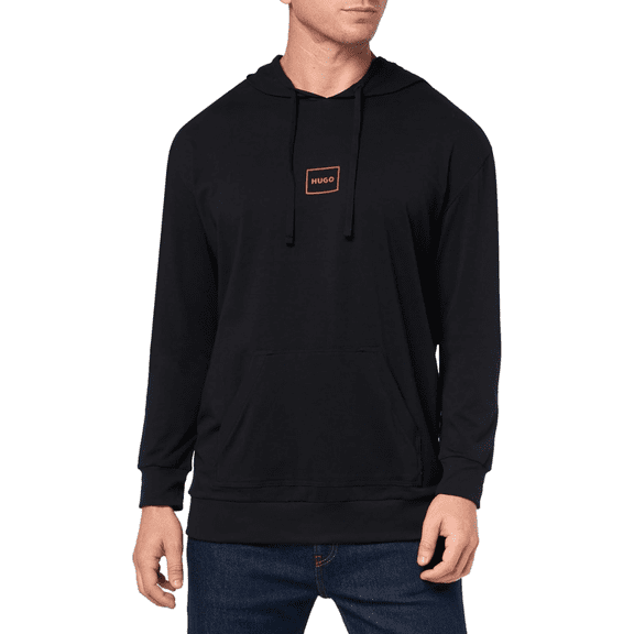 Hugo Men's Laze Center Logo Hoodie Sweatshirt, Black