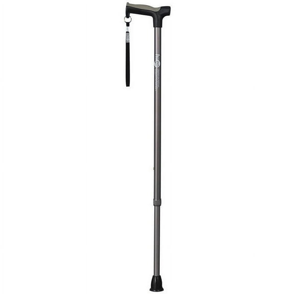 Hugo Mobility Adjustable Derby Handle Cane with Reflective Strap, Smoke