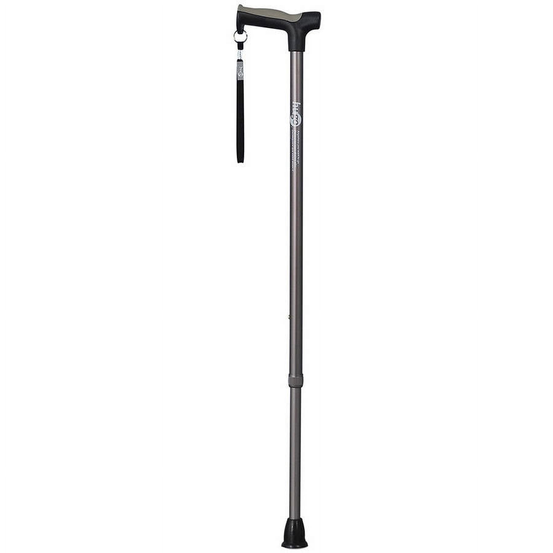 Hugo Mobility Adjustable Derby Handle Cane with Reflective Strap, Smoke