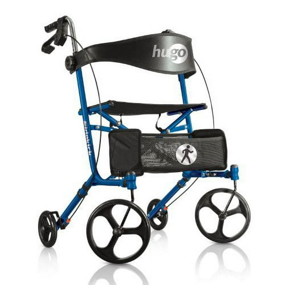 Hugo Mobility Sidekick Side-Folding Rollator Walker with Seat, Blueberry