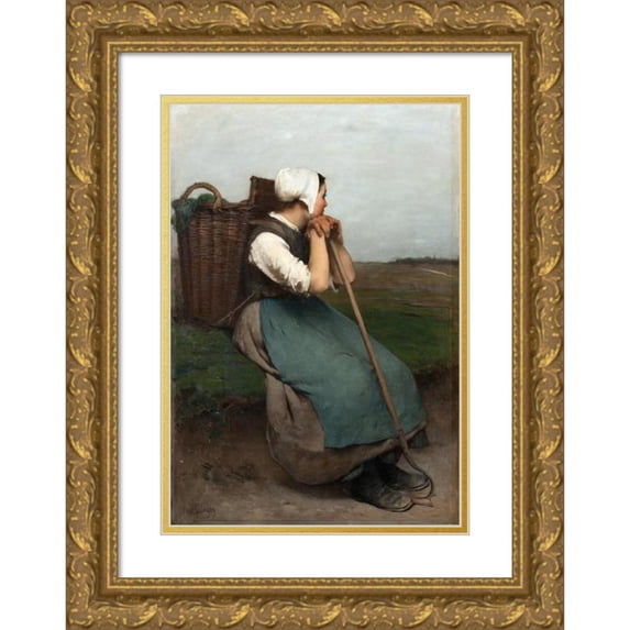 Hugo Salmson 18x24 Gold Ornate Framed and Double Matted Museum Art Print Titled - Peasant Girl