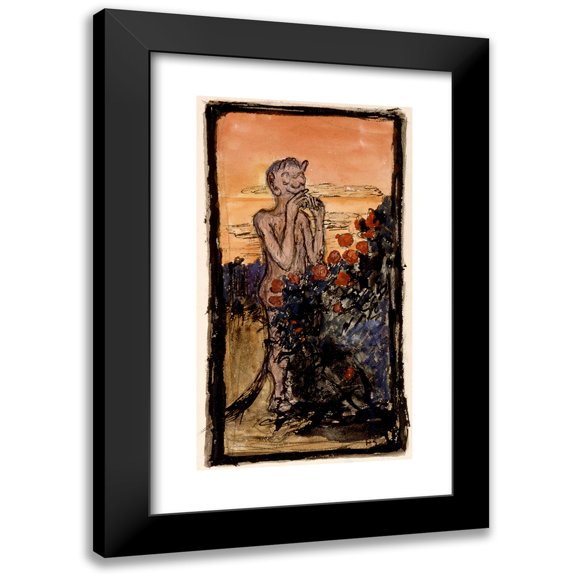 Hugo Simberg 10x14 Black Modern Framed Museum Art Print Titled - The Devil in the Rose Bush