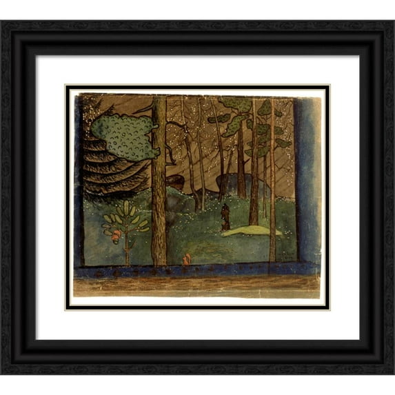 Hugo Simberg 17x15 Black Ornate Wood Framed Double Matted Museum Art Print Titled - Autumn in the Forest (1895)