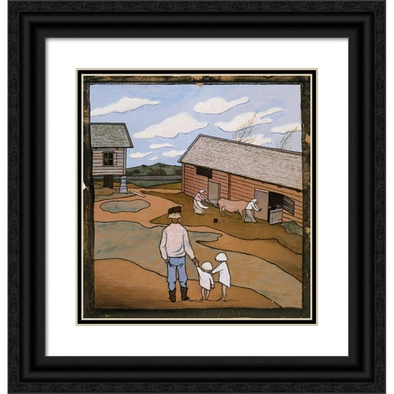 Hugo Simberg 20x21 Black Ornate Framed Double Matted Museum Art Print Titled: Spring Feeling (1895)