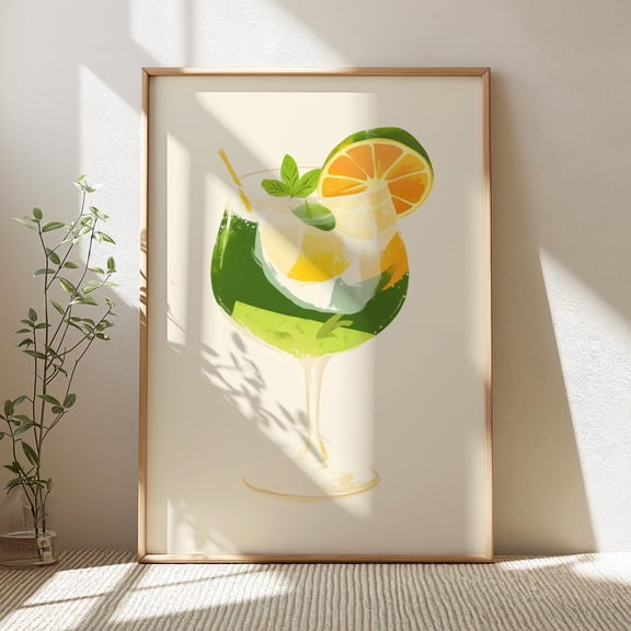 Hugo Spritz Cocktail Print, Trendy Wall Art, Cocktail Poster, Home Bar Decor, Kitchen Wall Art, Bart Cart Wall Decor Unframed Paper Print