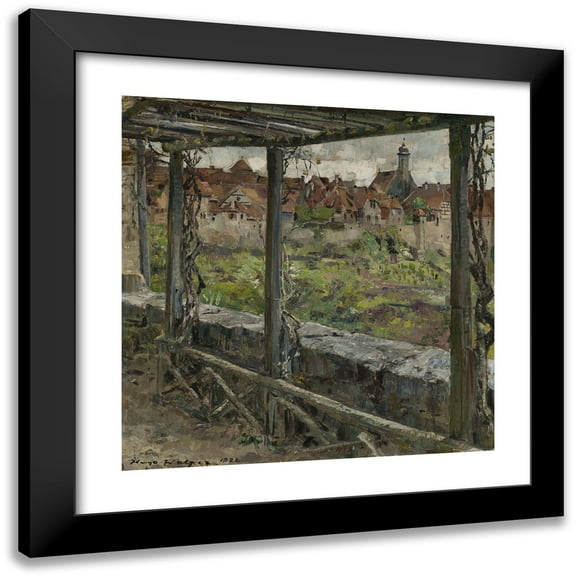 Hugo Walzer 12x12 Black Modern Framed Museum Art Print Titled - Urban Landscape (1922)