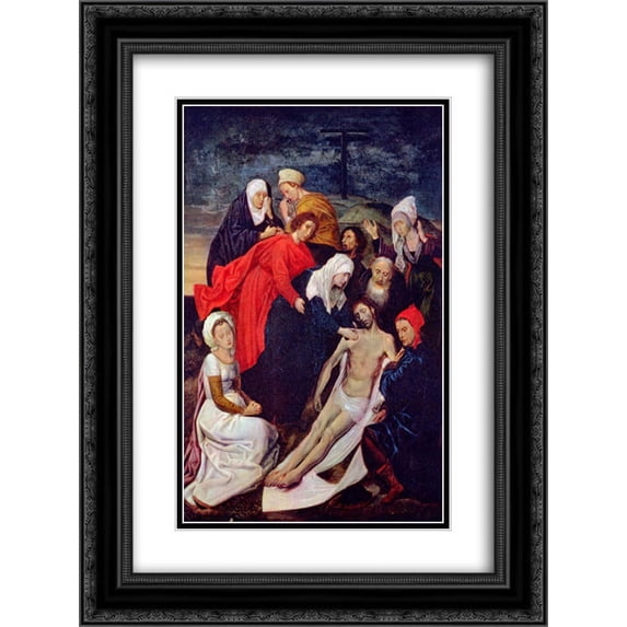 Hugo van der Goes 2x Matted 20x24 Black Ornate Framed Art Print 'Diptych of The Fall of Man and The Redemption (Lamentation of Christ) '