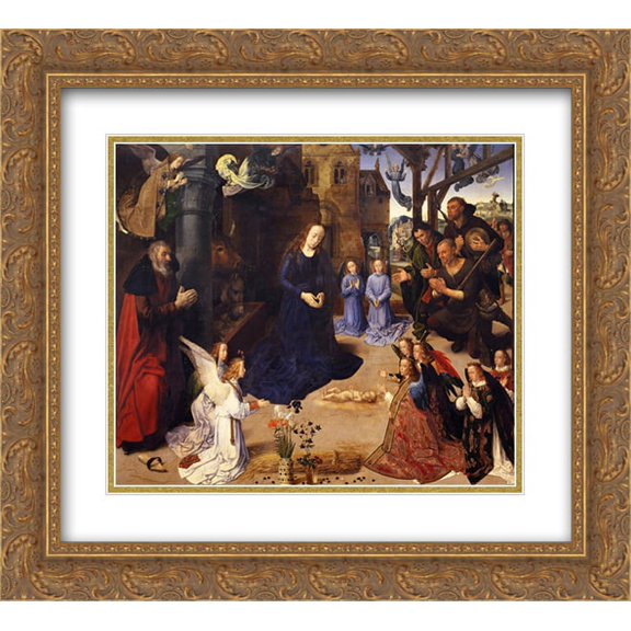 Hugo van der Goes 2x Matted 24x20 Gold Ornate Framed Art Print 'The Portinari tryptich (middle panel)'