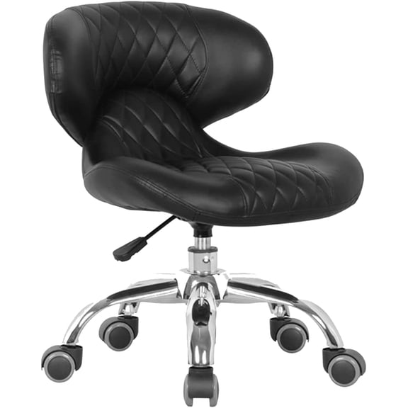 HugoII Short Stool (Black Diamond Sewing), Rolling Seat with Adjustable Height 13"-15", Perfect for Kids Playing Room, Home Gardening, Kitchen and Garage