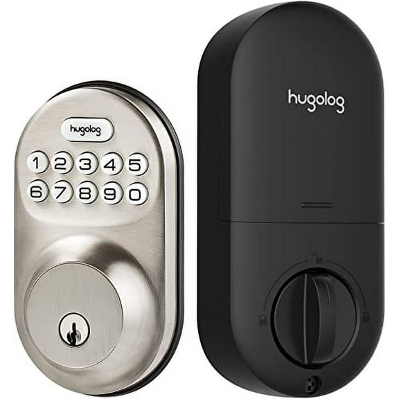 Hugolog Door Lock, Keyless Entry Door Lock, Electronic Deadbolt with Keypad, Motorized Auto-Locking, 20 Customizable User Codes, Easy to Install, High Security Lock for Home, Office, Hotel, Garage