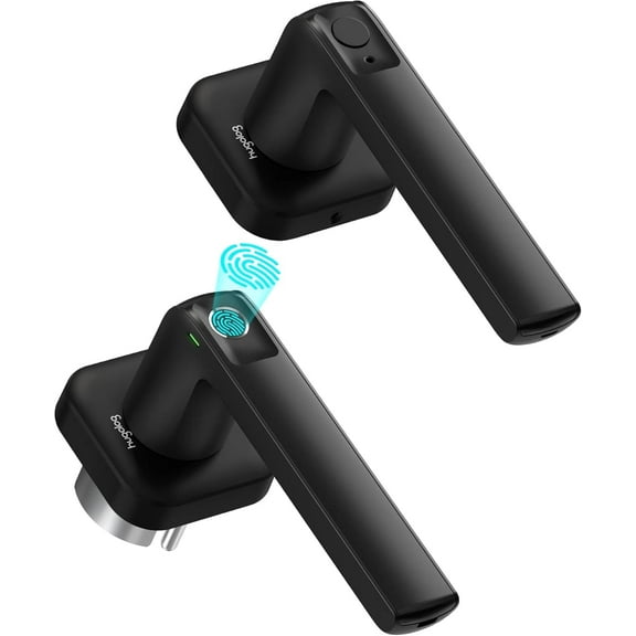 Hugolog Fingerprint Door Lock, Keyless Entry with Voice Prompt, RGB Light Reminder, Easy to Install for Home/Apartment/Office/Bedroom, Hotel, Black