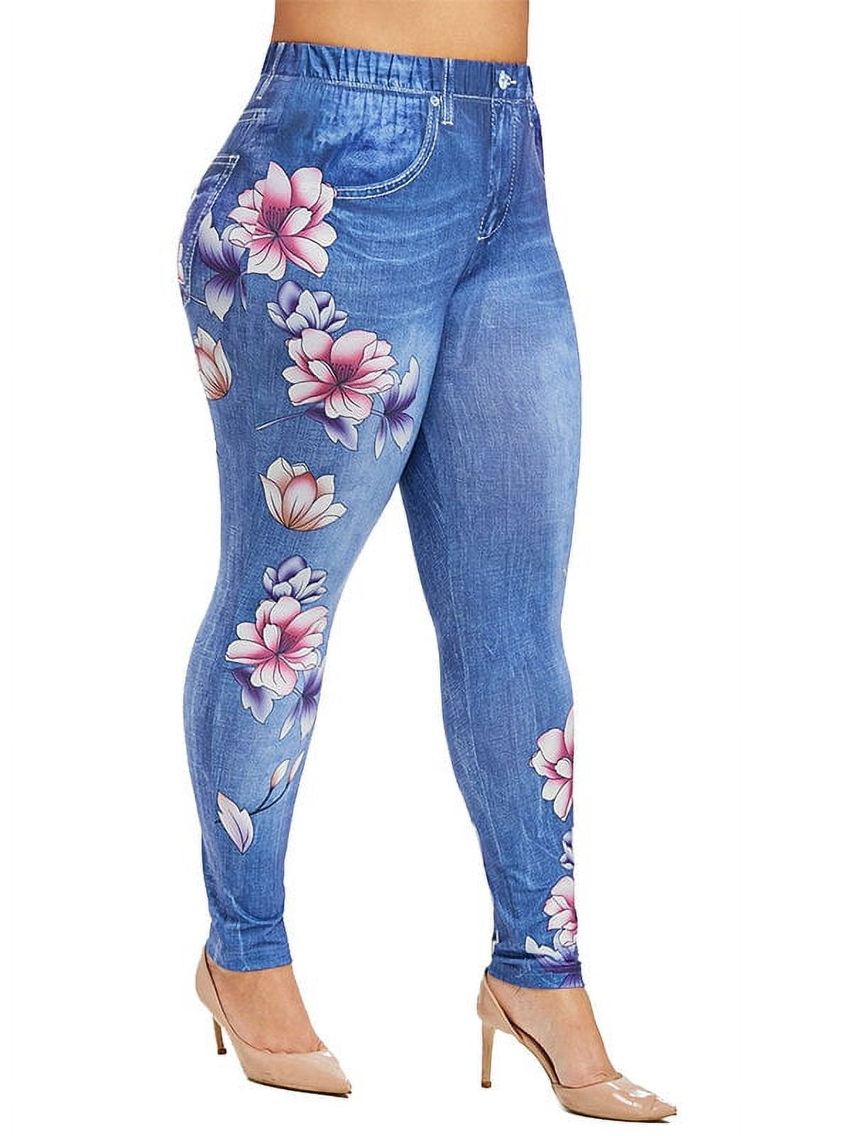 High waisted multicolored flower thermal jeggings