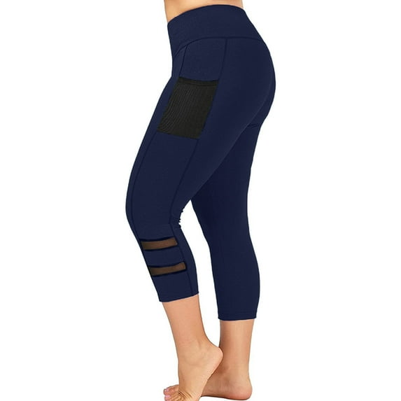 Hugossia Plus Size Women Stretch Capri Leggings Sports Gym Fitness Pockets Yoga Pants