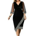 thumbnail image 1 of Hugossia Plus Size Womens Casual Party Mesh Sheer Short Sleeve V Neck Midi Dress, 1 of 4