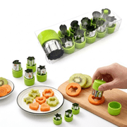 ROSEXIXI 12Pcs Stainless Steel Fruit and Vegetable Cutter Shapes, Butterfly Flower Cookie Cutters with Protective Grips, Fondant Molds for Kids Bento Lunch Baby Food DIY