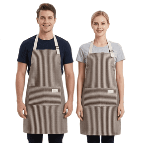 Hugrose 2 Pack Adjustable Bib Aprons with Pockets, Cotton Linen Blend Kitchen Chef Apron for Cooking Baking Gardening, Unisex Adult Aprons for Women Men