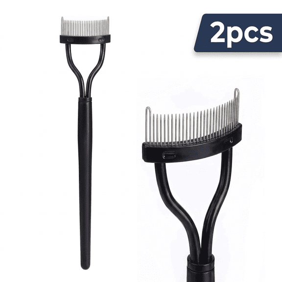 ROSEXIXI 2Pcs Stainless Steel Eyelash Brush, Metal Tooth Mascara Separator, Half-Arc Eyelash Styling Tool for Defining Curves and Removing Clumps