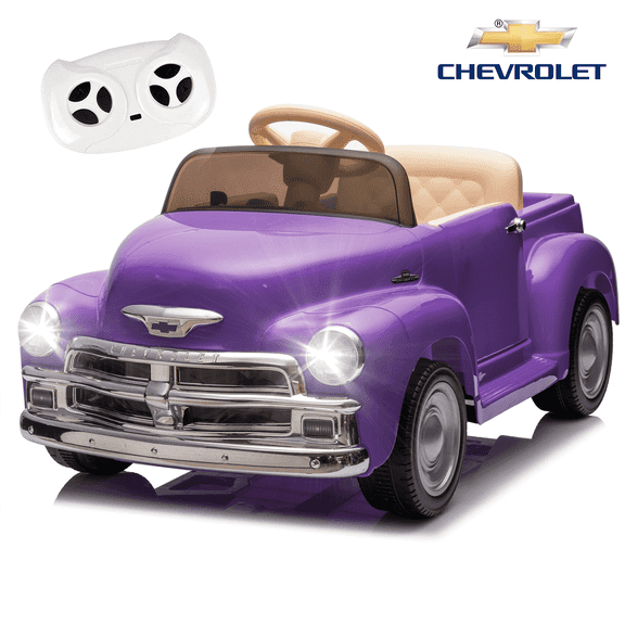 Hugrove 12V Kids Ride on Car w/ Remote Control, Licensed Chevrolet Ride on Toys for Kids 4-8, Powered Electric Car for Toddler, Back to School Gifts for Grils & Boys, LED, Bluetooth, Purple