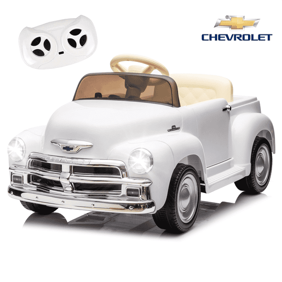 Hugrove 12V Kids Ride on Car w/ Remote Control, Licensed Chevrolet Ride on Toys for Kids 4-8, Powered Electric Car for Toddler, Back to School Gifts for Grils & Boys, LED, Bluetooth, White
