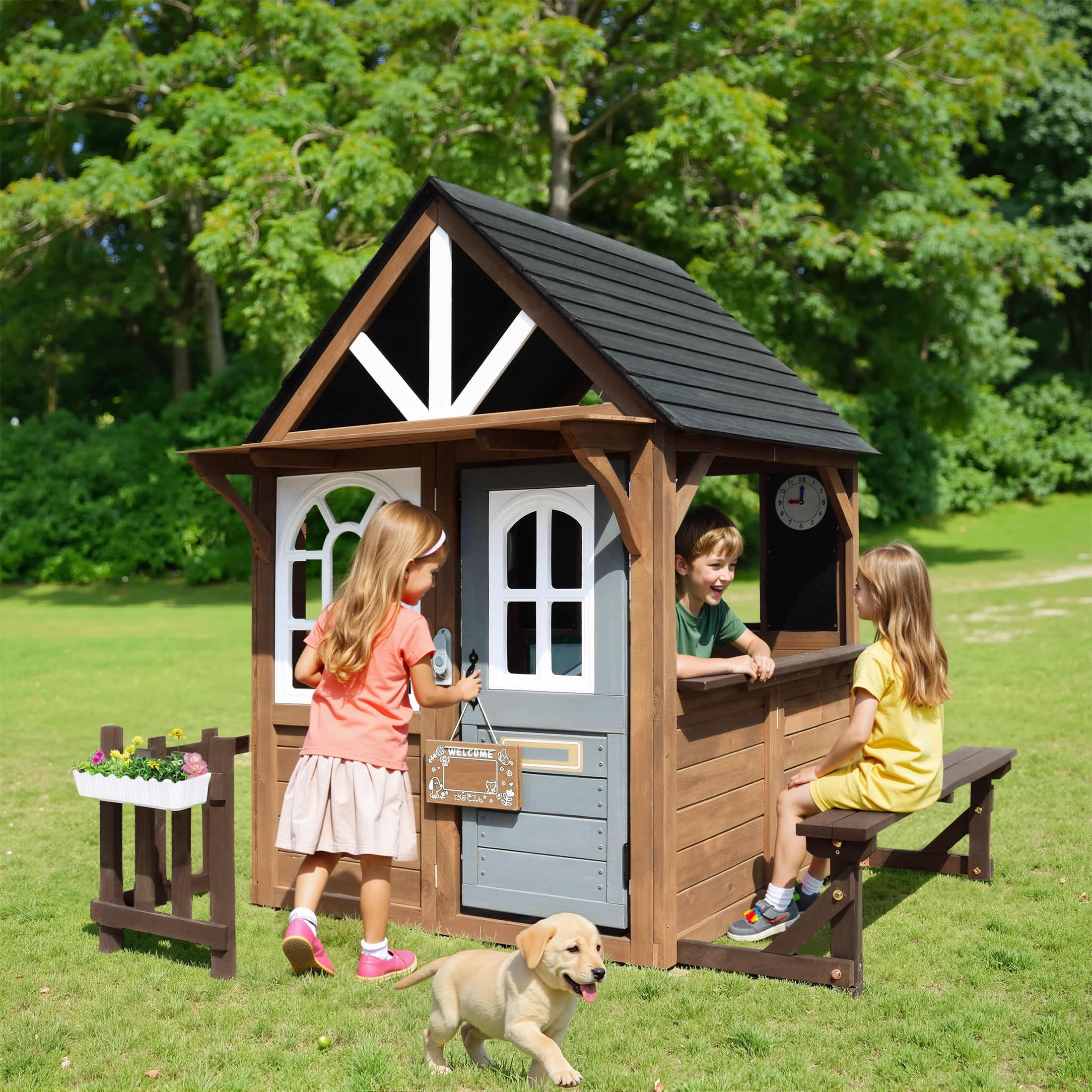 Aspen Playhouse Cedar Wood Playhouse Backyard Discovery Kids