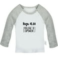thumbnail image 1 of Hugs 5.00 Dollars (College Is Expensive) Funny T shirt For Baby, Newborn Babies T-shirts, Infant Tops, 0-24M Kids Graphic Tees Clothing (Long Gray Raglan T-shirt, 18-24 Months), 1 of 4
