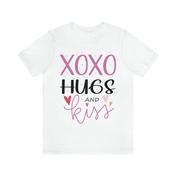 Hugs And Kiss Love Quote T-Shirt Women Valentines Fashion Novelty T-Shirt
