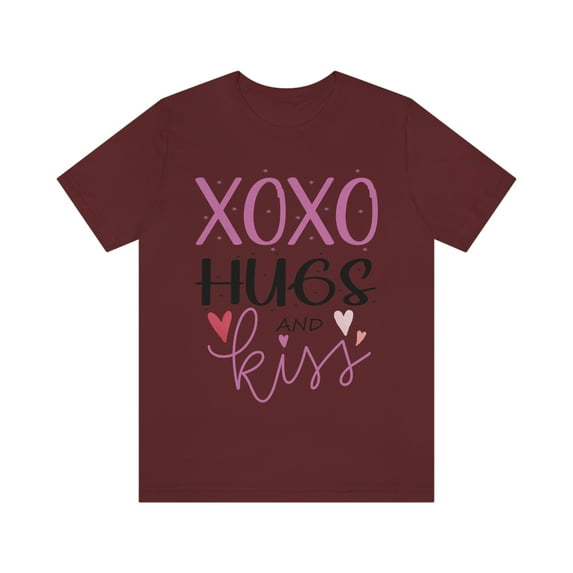 Hugs And Kiss Love Quote T-Shirt Women Valentines Fashion Novelty T-Shirt