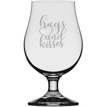 Hugs And Kisses Valentine's Day Quotes Etched 13.25oz Iona Beer Glass