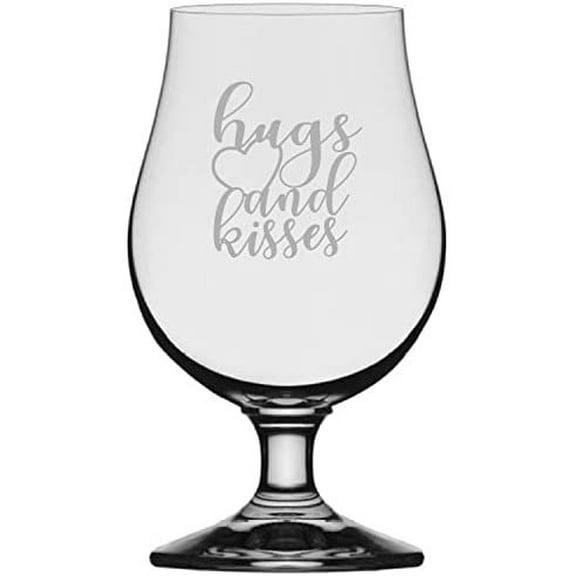 Hugs And Kisses Valentine's Day Quotes Etched 13.25oz Iona Beer Glass