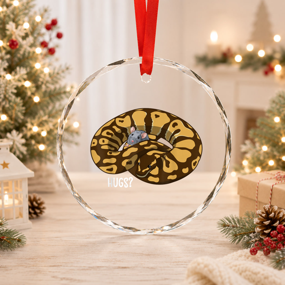 Hugs Ball Python Owner Snake Glass Ornament