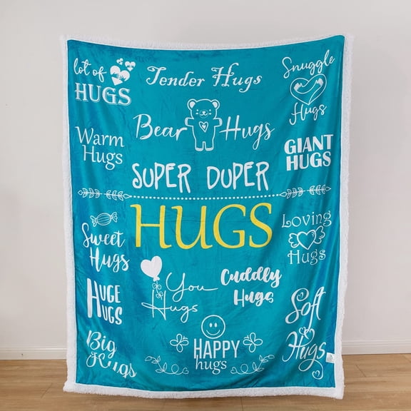 Hugs Blanket, Super Soft Blanket with Positive Energy Love Hope | Courage Healing Inspirational Blanket, Sympathy Patient, 50x60in Fleece Blanket