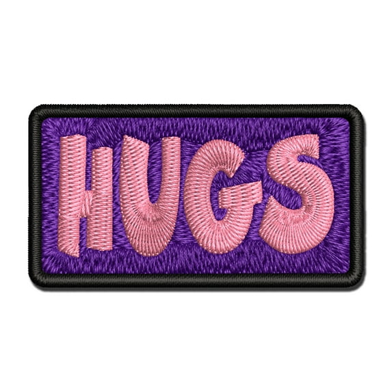 Hugs Fun Text Love Applique Multi-Color Embroidered Hook & Loop Patch - 3 Inch Medium