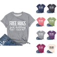 thumbnail image 1 of Hugs Just Kidding Don't Touch Me Graphic Tees for Women 2026 Summer Short Sleeve Crewneck Tshirt, 1 of 3